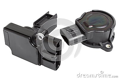 crank shaft position sensor and air flow meter automobile engine Stock Photo