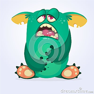 Cranky funny monster illustration. Halloween design. Vector Illustration