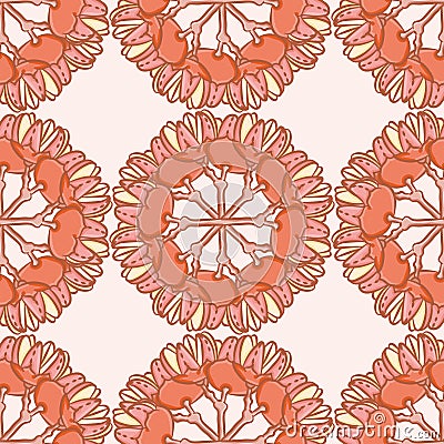 Crape Myrtle Fruit Vector Repeat Pattern Vector Illustration