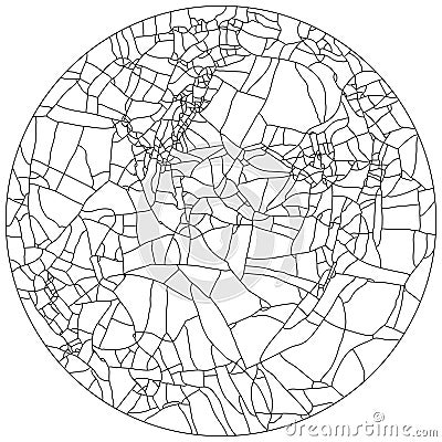 Craquelure on ceramic round plates, linear pattern. Stylish texture with lines randomly. Vector grunge background Vector Illustration
