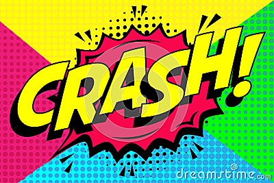 CRASH Comic Text with Sunburst Vector Illustration