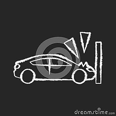 Crash test chalk white icon on black background Vector Illustration