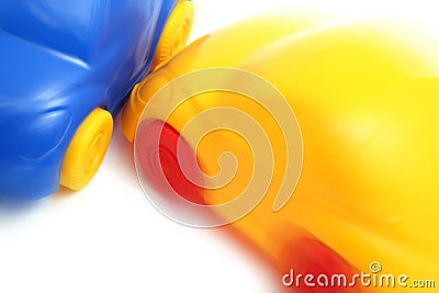 Crash of two toy cars (zoom effect) Stock Photo