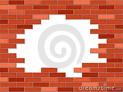 Crashed brick wall Vector Illustration