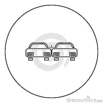 Crashed cars icon black color in circle Vector Illustration