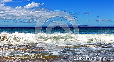 Crashing Surf on Maui along Sugar beach Stock Photo