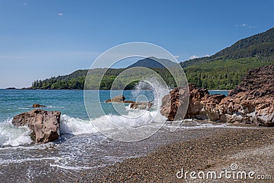 Crashing waves on Bonanza Beach, Haida Gwaii Stock Photo