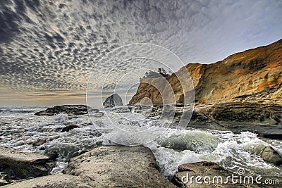 Crashing Waves at Cape Kiwanda Stock Photo