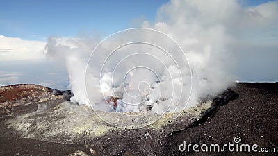 Crate slamet volcano Stock Photo