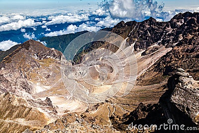 Crater of the active volcano Guagua Pichincha Stock Photo