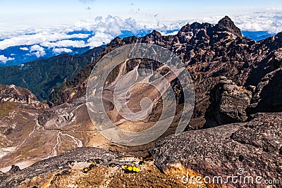 Crater of the active volcano Guagua Pichincha Stock Photo