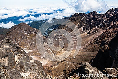 Crater of the active volcano Guagua Pichincha Stock Photo