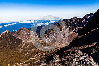 Crater of the active volcano Guagua Pichincha Stock Photo