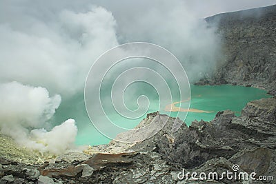 Crater Kawah Ijen east java, Indonesia Stock Photo