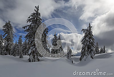 Crater Lake National Park in Winter. Stock Photo