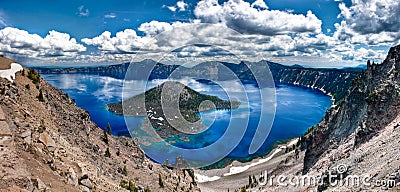 Crater Lake Panorama Stock Photo