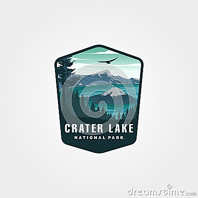 crater lake vintage logo vector symbol illustration design Cartoon Illustration