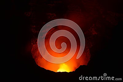 Crater of the Masaya volcano with lava inside, in Nicaragua Stock Photo