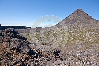 The crater of Pico Mountain in Pico Island - Azore Stock Photo