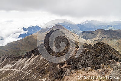 Crater rim of Rucu Pichincha volcano Stock Photo