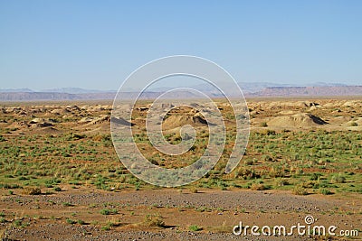 Craters in desert Stock Photo