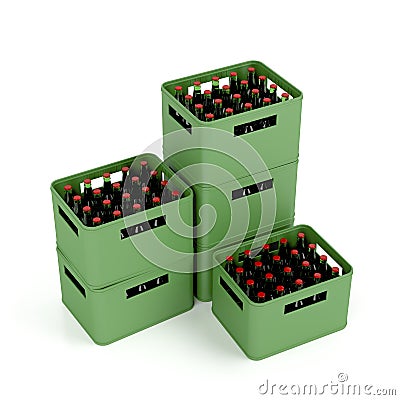 Crates with lager beer Stock Photo