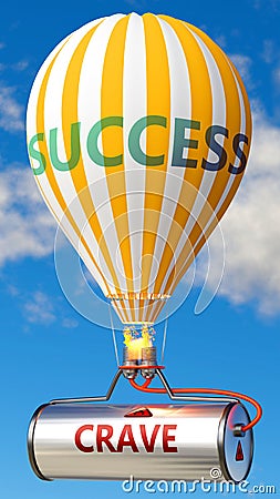 Crave and success - shown as word Crave on a fuel tank and a balloon, to symbolize that Crave contribute to success in business Cartoon Illustration