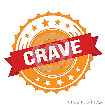 CRAVE text on red orange ribbon stamp Stock Photo