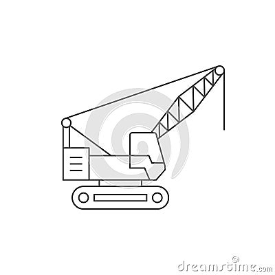 Crawler crane line outline icon Vector Illustration