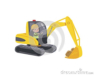Crawler excavator digging vector illustration. Vector Illustration
