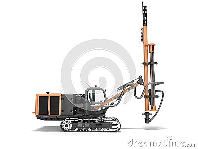 Crawler mobile drilling rig concept for construction work 3d render on white background with shadow Stock Photo