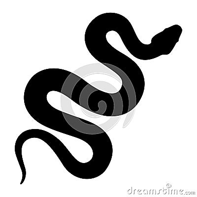 Snake crawling black silhouette Cartoon Illustration