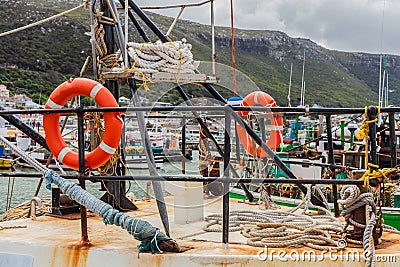 Crayfish Crab boat floating in the harbour Stock Photo