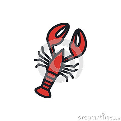 Crayfish crawfish lobster omar icon. Vector isolated linear color icon contour shape outline. Thin line. Modern glyph Vector Illustration