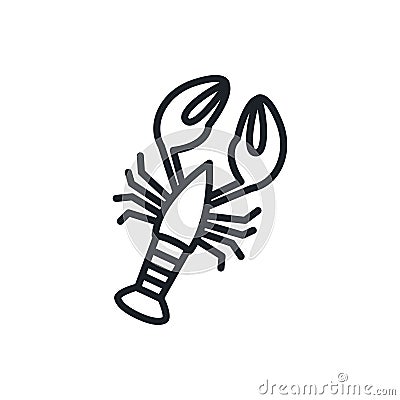 Crayfish crawfish lobster omar icon. Vector isolated linear icon contour shape outline. Thin line. Modern glyph design Vector Illustration