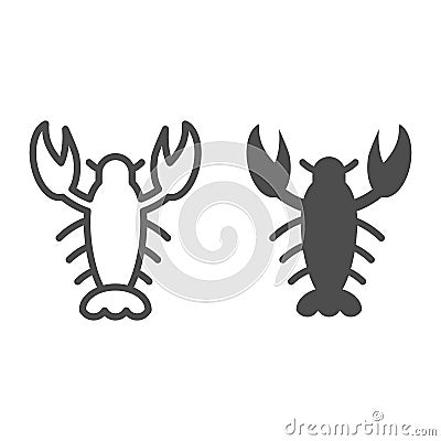 Crayfish line and glyph icon. Crawfish vector illustration isolated on white. Seafood outline style design, designed for Vector Illustration
