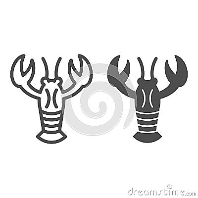 Crayfish line and glyph icon. Crustacean vector illustration isolated on white. Lobster outline style design, designed Vector Illustration