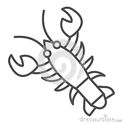 Crayfish thin line icon, Fish market concept, lobster sign on white background, crawfish icon in outline style for Vector Illustration