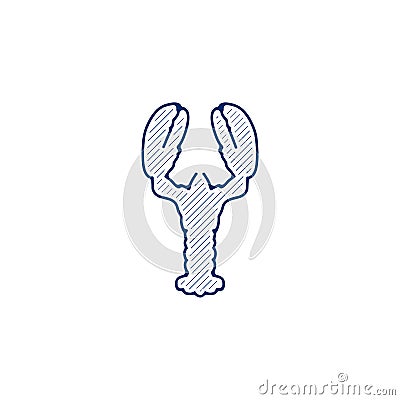 Crayfish line icon. Crayfish linear hand drawn pen style line icon Vector Illustration