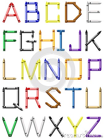 Crayon alphabet - english characters Vector Illustration