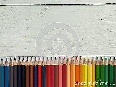 Crayon color pastel pencil marker drawing euipment Stock Photo