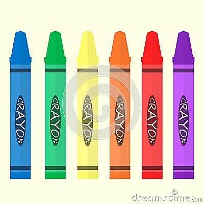 Crayon 6 color set Vector Illustration