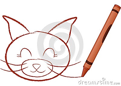 Crayon Drawn Cat Vector Illustration