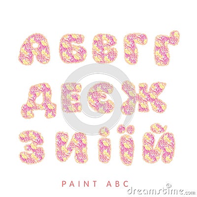 Crayon drawn paint style lettering kit. Vector Illustration