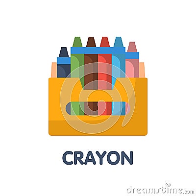 Crayon flat icon style design illustration on white background Vector Illustration