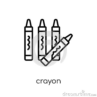 Crayon icon. Trendy modern flat linear vector Crayon icon on white background from thin line E-learning and education collection Vector Illustration