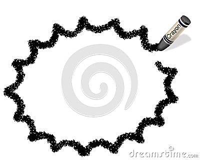 Black Vector Jagged Ellipse Crayon Frame Isolated On A White Background. Vector Illustration