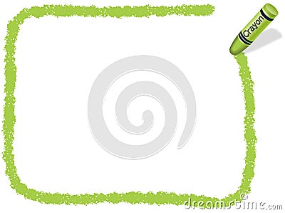 Yellow-green rectangle crayon frame isolated on a white background. Vector Illustration