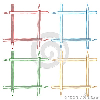 Crayon pencils blank frames set Vector Illustration