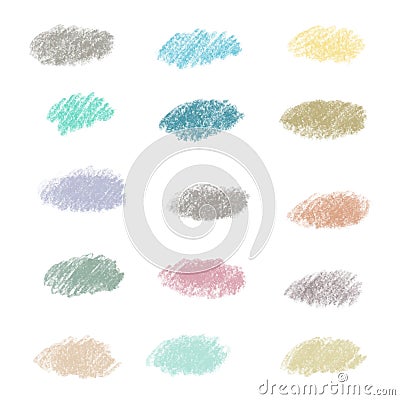 Crayon pencils strokes textures swatches in pastel colours Vector Illustration